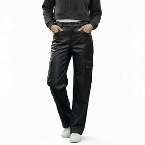 NWT Abercrombie & Fitch Vegan Leather Pants Woman's sz 26/2 Black Curve Love